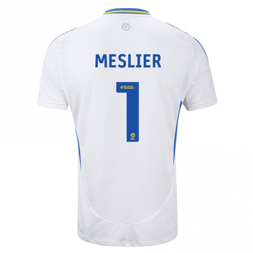 Niño Fútbol Camiseta Illan Meslier #1 Blanco Azul 1ª Equipación 2024/25 México