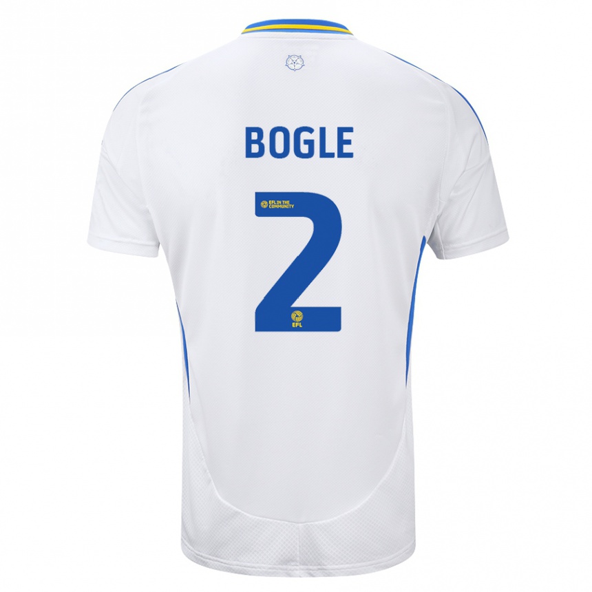 Niño Fútbol Camiseta Jayden Bogle #2 Blanco Azul 1ª Equipación 2024/25 México