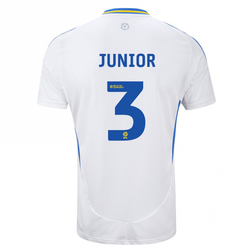 Niño Fútbol Camiseta Junior Firpo #3 Blanco Azul 1ª Equipación 2024/25 México