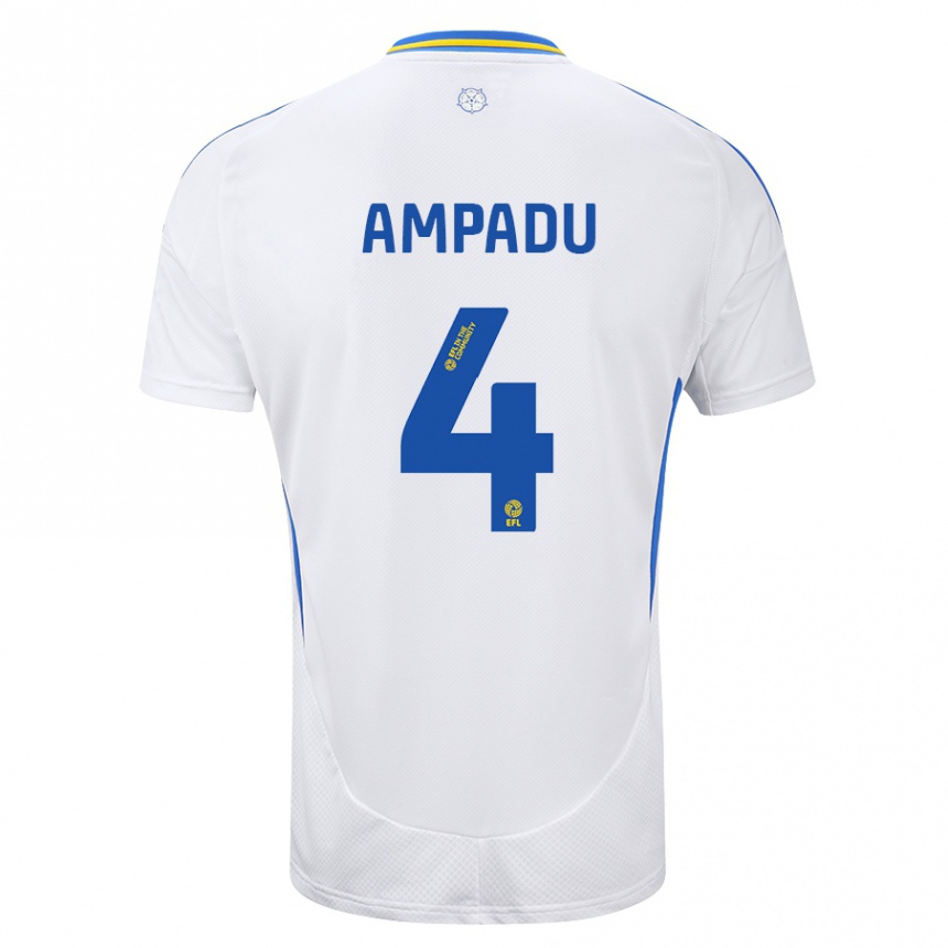 Niño Fútbol Camiseta Ethan Ampadu #4 Blanco Azul 1ª Equipación 2024/25 México