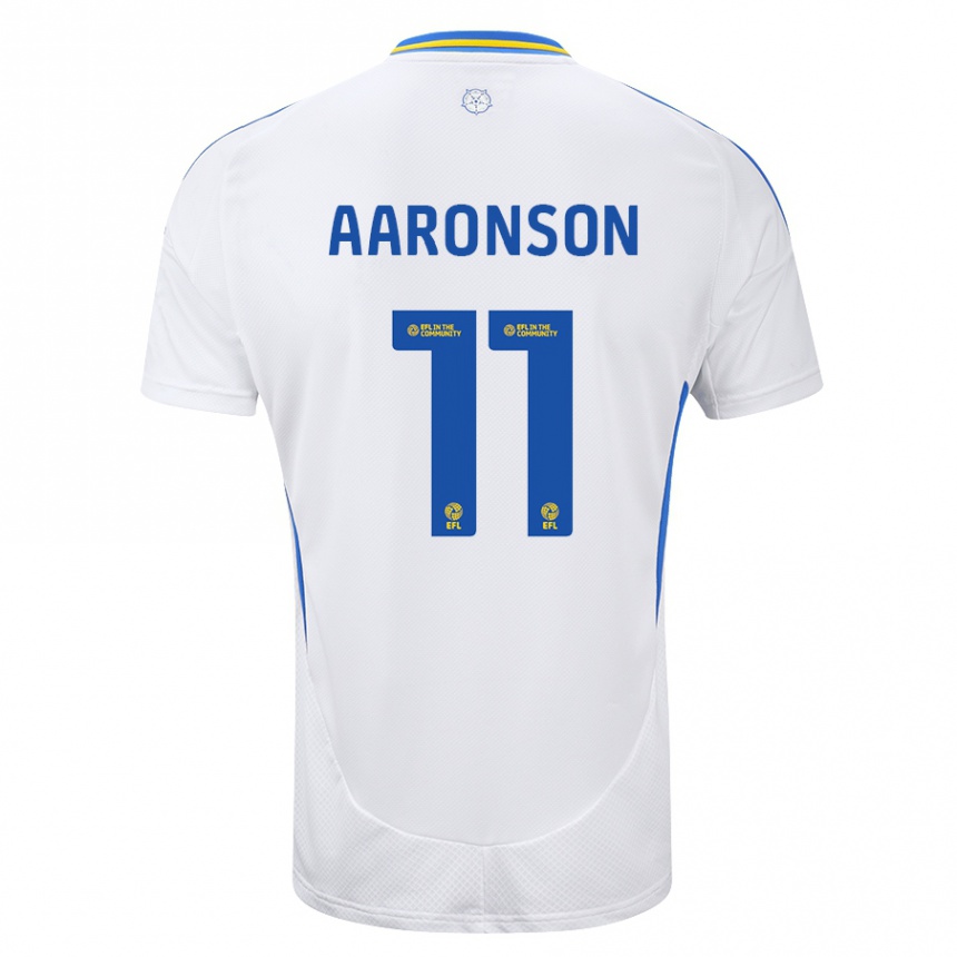 Niño Fútbol Camiseta Brenden Aaronson #11 Blanco Azul 1ª Equipación 2024/25 México