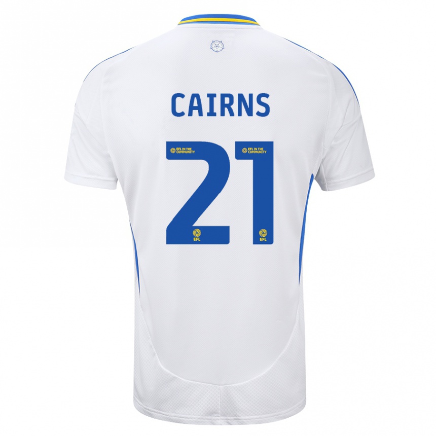 Niño Fútbol Camiseta Alex Cairns #21 Blanco Azul 1ª Equipación 2024/25 México