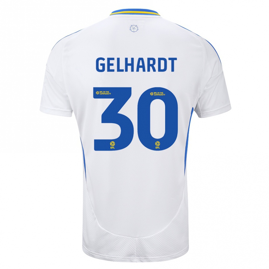 Niño Fútbol Camiseta Joe Gelhardt #30 Blanco Azul 1ª Equipación 2024/25 México