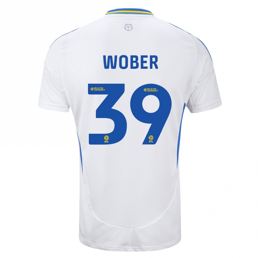 Niño Fútbol Camiseta Maximilian Wöber #39 Blanco Azul 1ª Equipación 2024/25 México