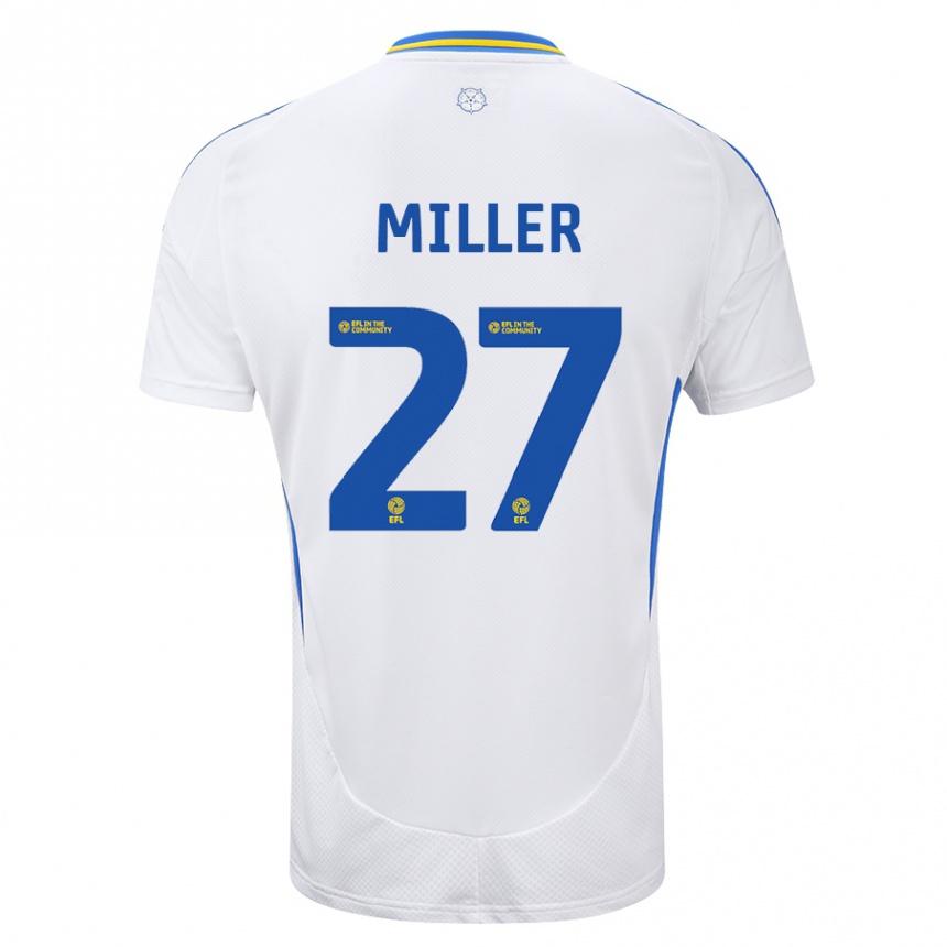 Niño Fútbol Camiseta Amari Miller #27 Blanco Azul 1ª Equipación 2024/25 México