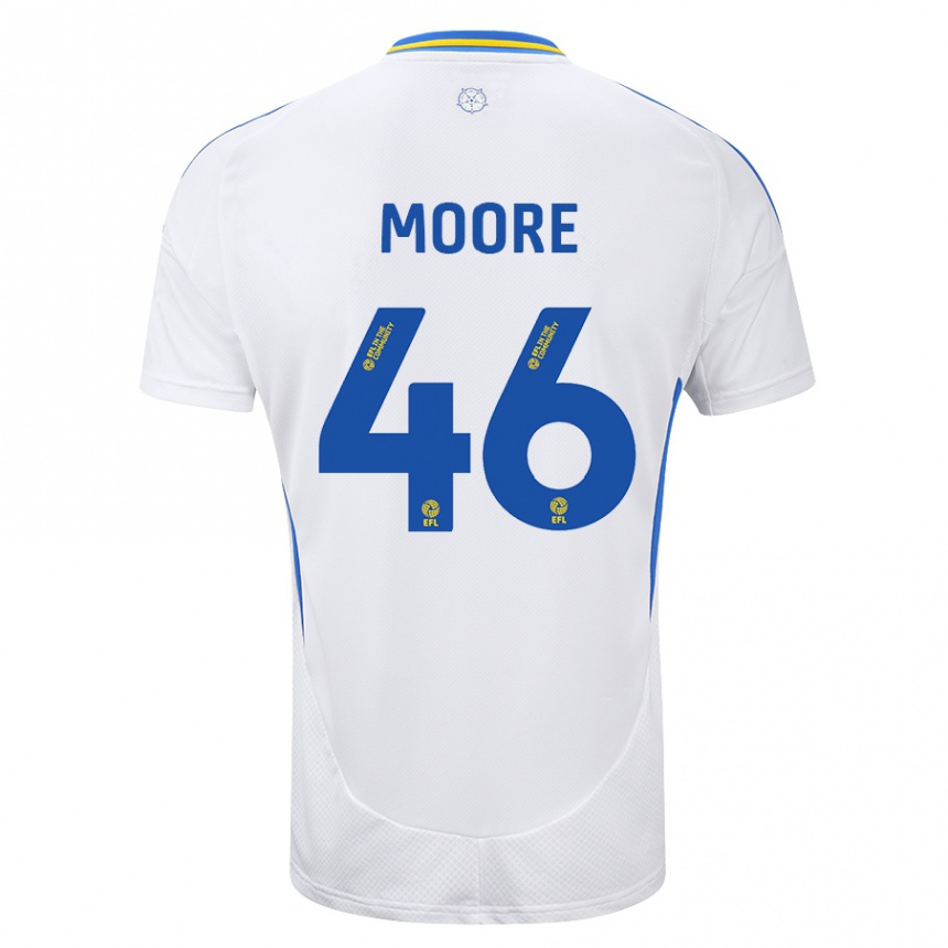 Niño Fútbol Camiseta Kris Moore #46 Blanco Azul 1ª Equipación 2024/25 México