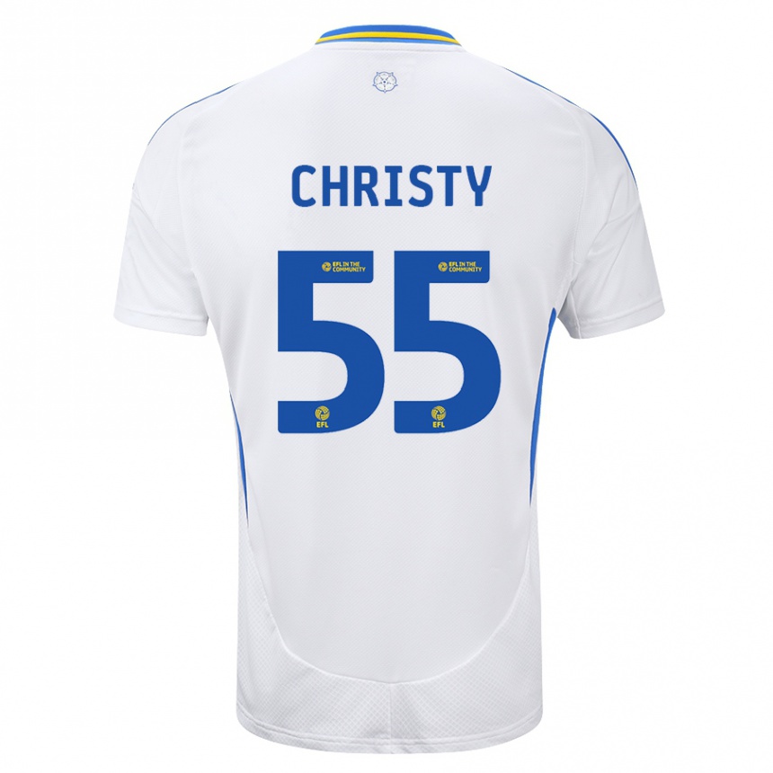 Niño Fútbol Camiseta Harry Christy #55 Blanco Azul 1ª Equipación 2024/25 México