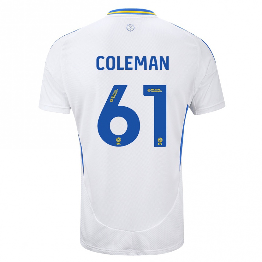 Niño Fútbol Camiseta Cian Coleman #61 Blanco Azul 1ª Equipación 2024/25 México