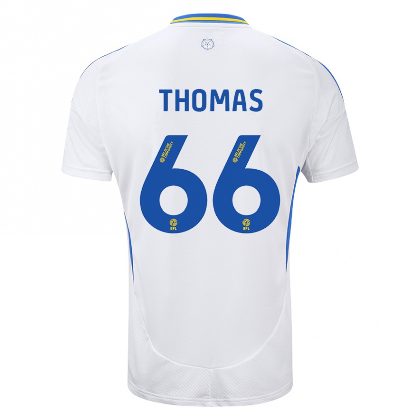 Niño Fútbol Camiseta Luca Thomas #66 Blanco Azul 1ª Equipación 2024/25 México