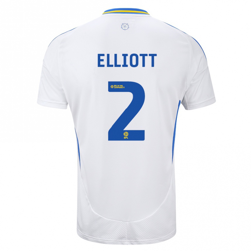 Niño Fútbol Camiseta Izzy Elliott #2 Blanco Azul 1ª Equipación 2024/25 México