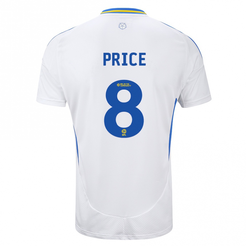 Niño Fútbol Camiseta Leoni Price #8 Blanco Azul 1ª Equipación 2024/25 México