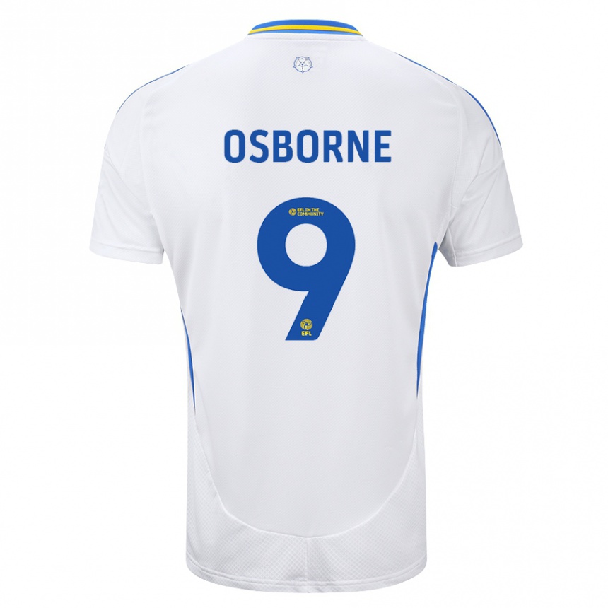 Niño Fútbol Camiseta Jemimah Osborne #9 Blanco Azul 1ª Equipación 2024/25 México