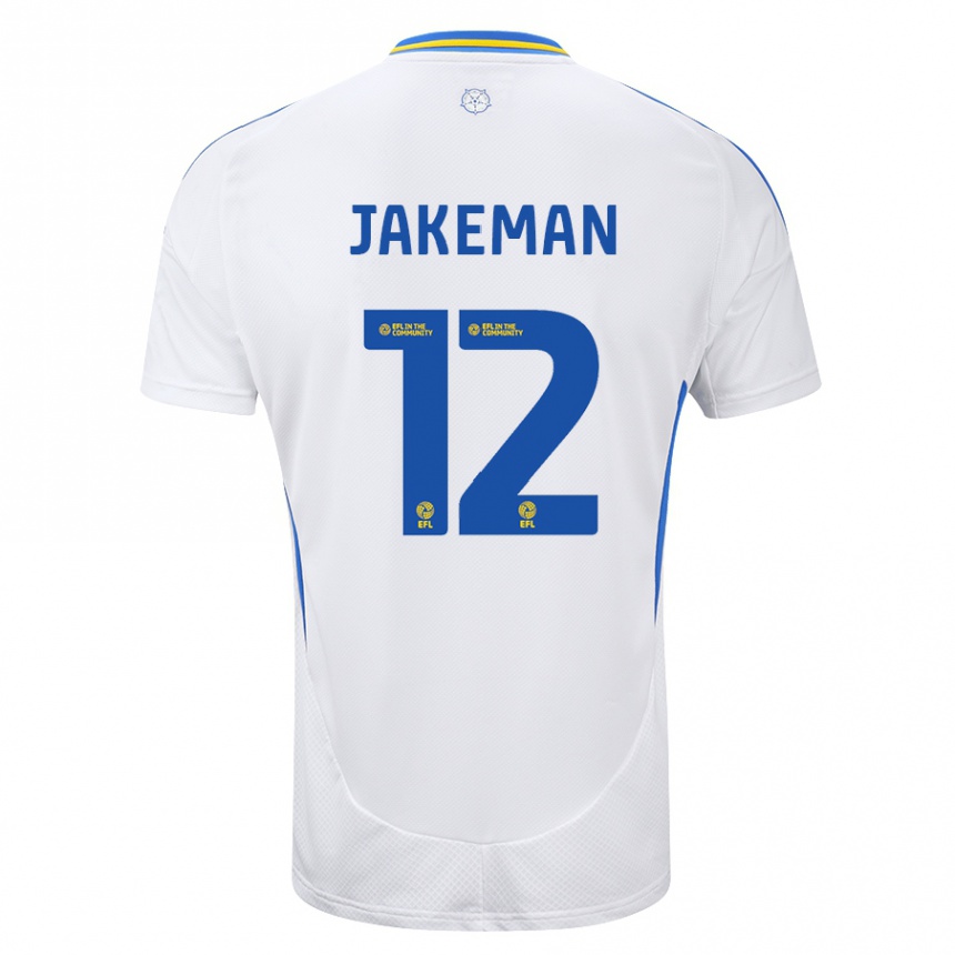 Niño Fútbol Camiseta Harriet Jakeman #12 Blanco Azul 1ª Equipación 2024/25 México