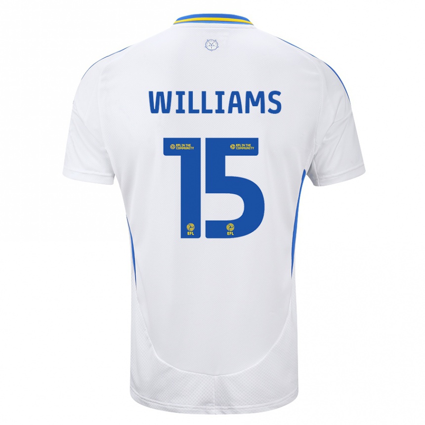 Niño Fútbol Camiseta Paige Williams #15 Blanco Azul 1ª Equipación 2024/25 México