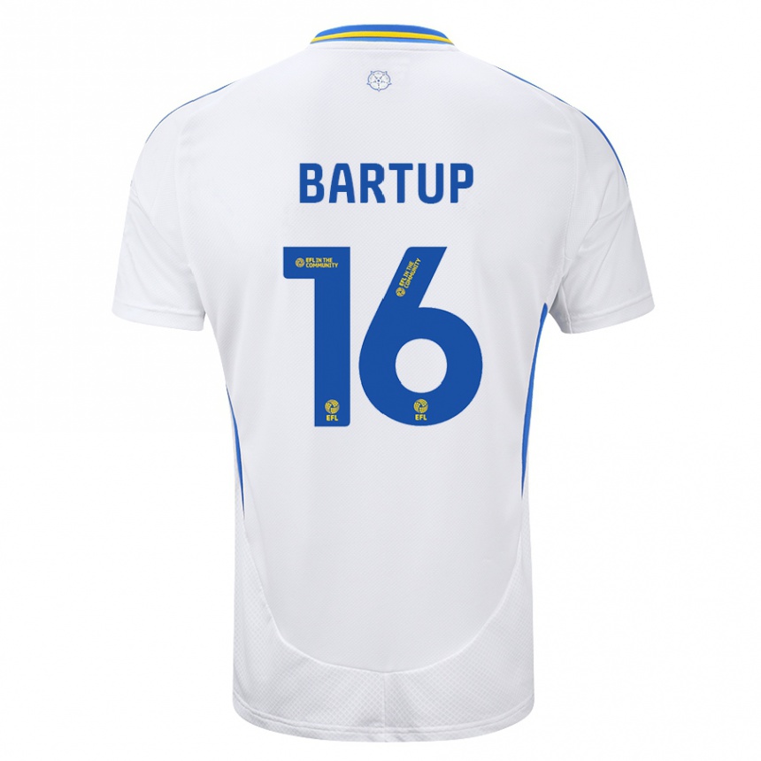 Niño Fútbol Camiseta Laura Bartup #16 Blanco Azul 1ª Equipación 2024/25 México