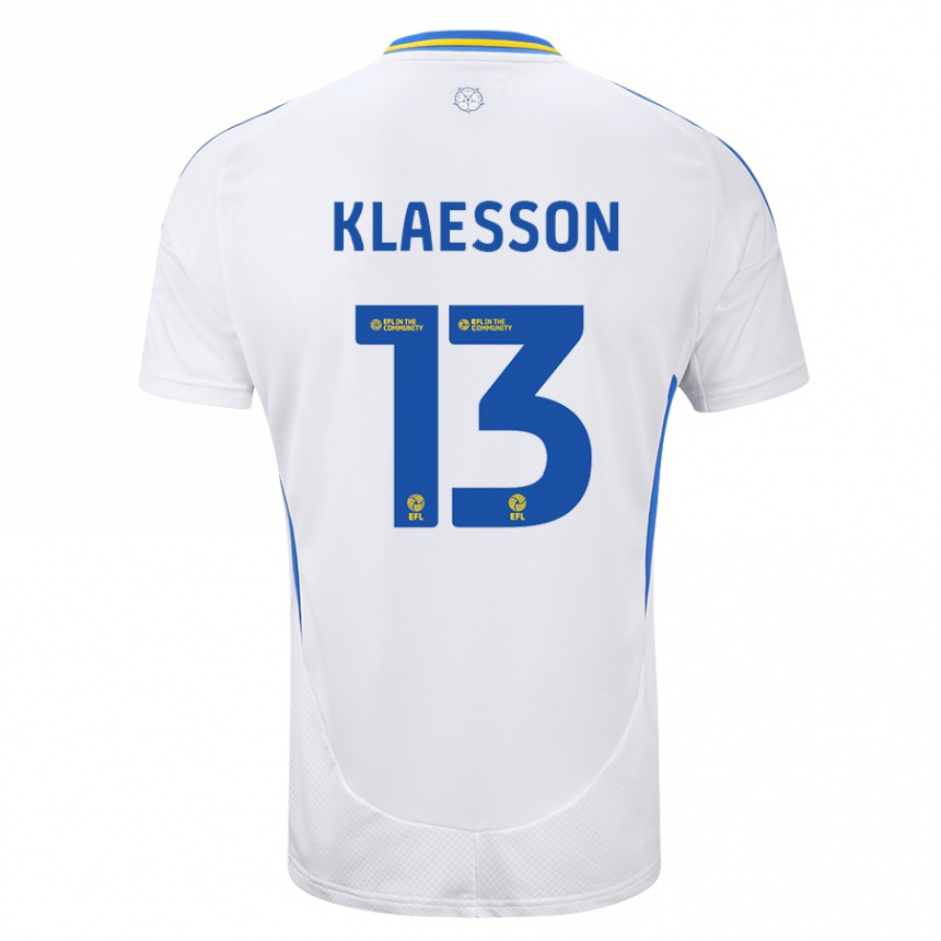 Niño Fútbol Camiseta Kristoffer Klaesson #13 Blanco Azul 1ª Equipación 2024/25 México