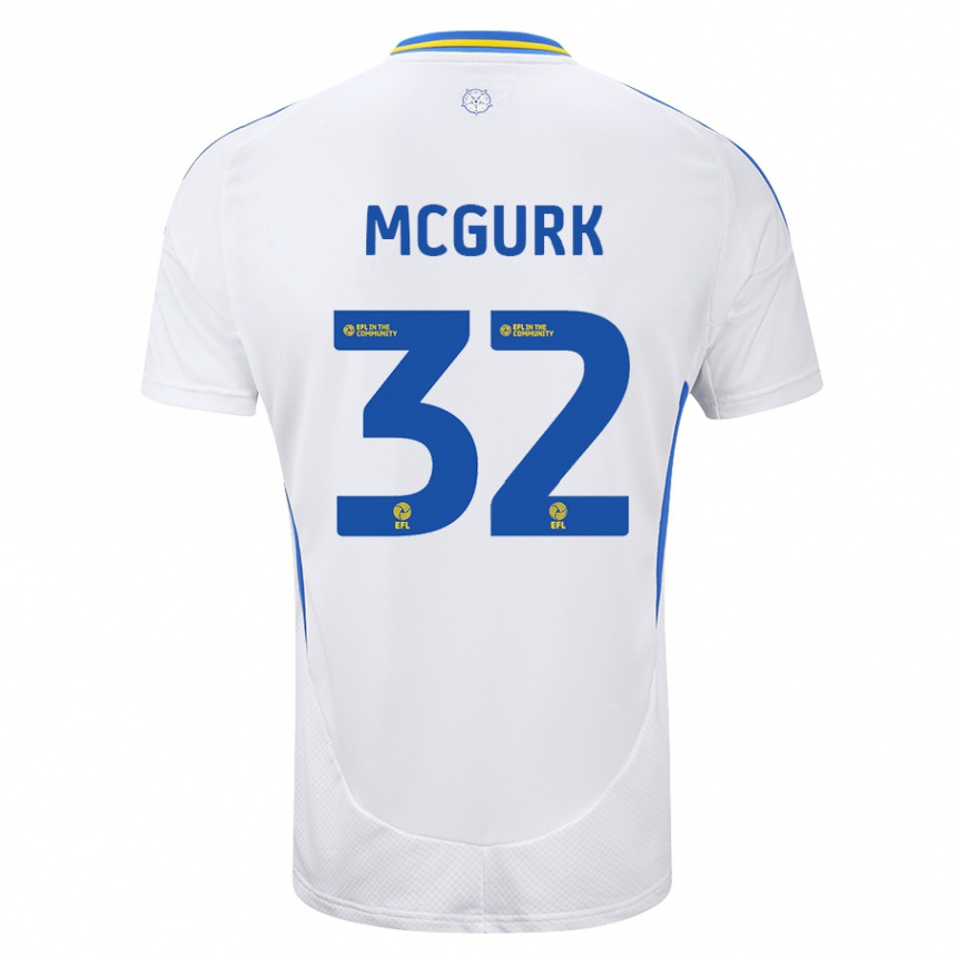 Niño Fútbol Camiseta Sean Mcgurk #32 Blanco Azul 1ª Equipación 2024/25 México