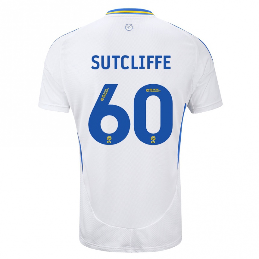 Niño Fútbol Camiseta Harvey Sutcliffe #60 Blanco Azul 1ª Equipación 2024/25 México