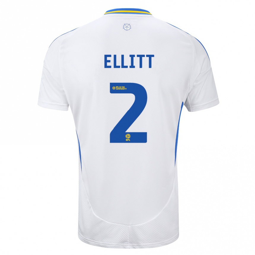 Niño Fútbol Camiseta Izzy Ellitt #2 Blanco Azul 1ª Equipación 2024/25 México