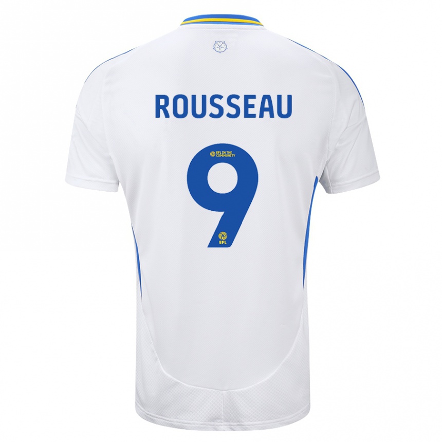 Niño Fútbol Camiseta Jess Rousseau #9 Blanco Azul 1ª Equipación 2024/25 México