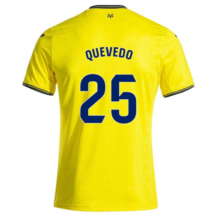 Niño Fútbol Camiseta Alex Quevedo #25 Amarillo Negro 1ª Equipación 2024/25 México