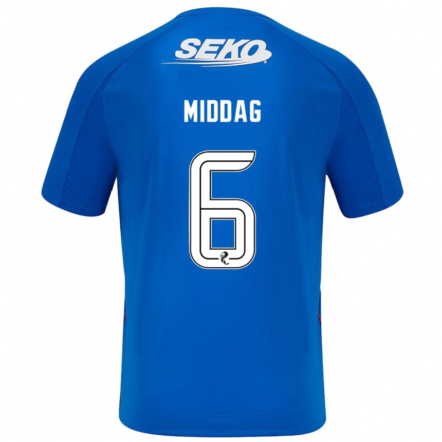 Niño Fútbol Camiseta Tessel Middag #6 Azul Oscuro 1ª Equipación 2024/25 México