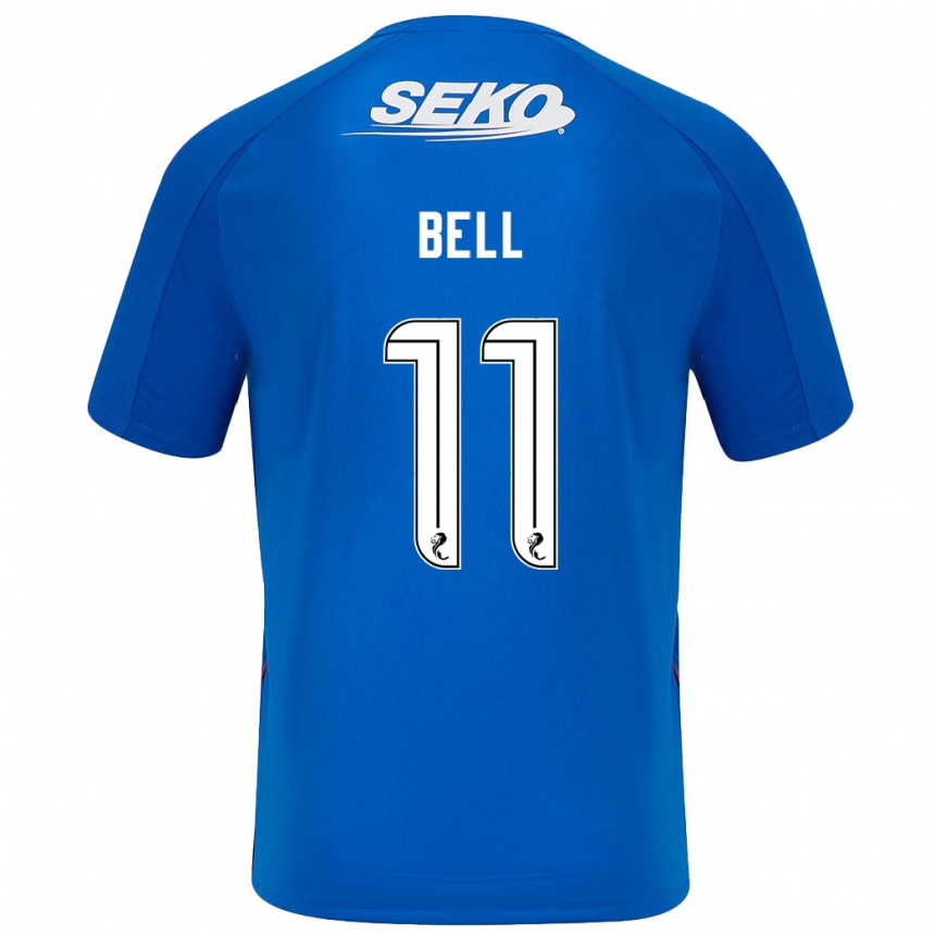 Niño Fútbol Camiseta Megan Bell #11 Azul Oscuro 1ª Equipación 2024/25 México