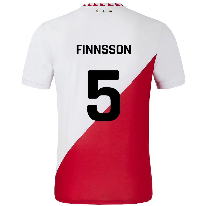 Niño Fútbol Camiseta Kolbeinn Finnsson #5 Blanco Rojo 1ª Equipación 2024/25 México