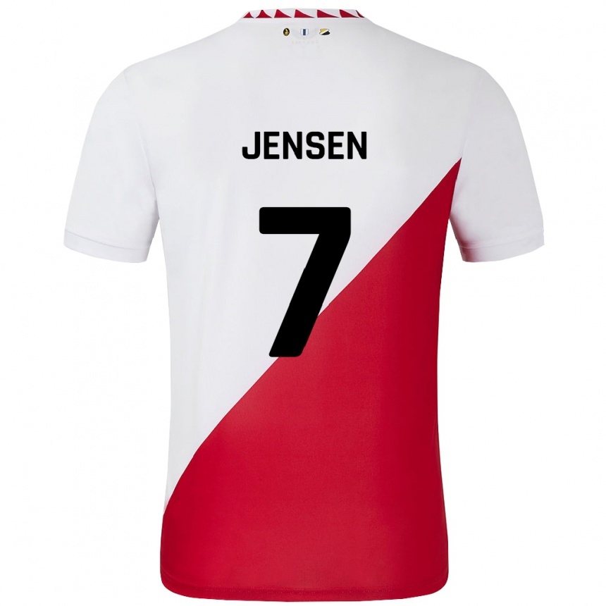 Niño Fútbol Camiseta Victor Jensen #7 Blanco Rojo 1ª Equipación 2024/25 México