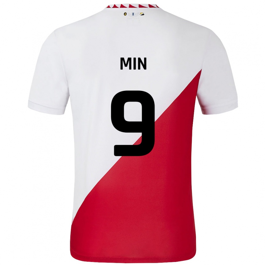 Niño Fútbol Camiseta David Min #9 Blanco Rojo 1ª Equipación 2024/25 México