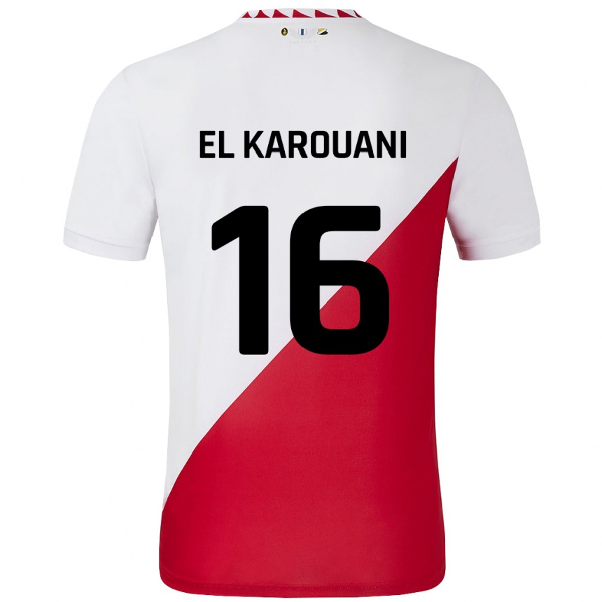 Niño Fútbol Camiseta Souffian El Karouani #16 Blanco Rojo 1ª Equipación 2024/25 México