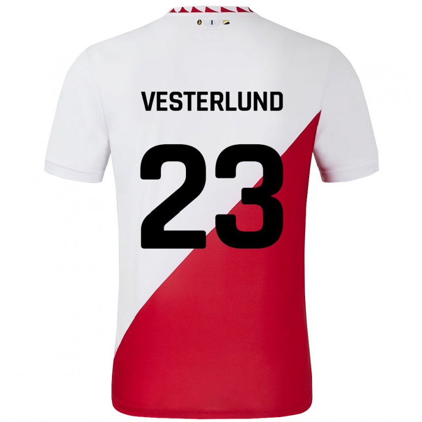 Niño Fútbol Camiseta Niklas Vesterlund #23 Blanco Rojo 1ª Equipación 2024/25 México