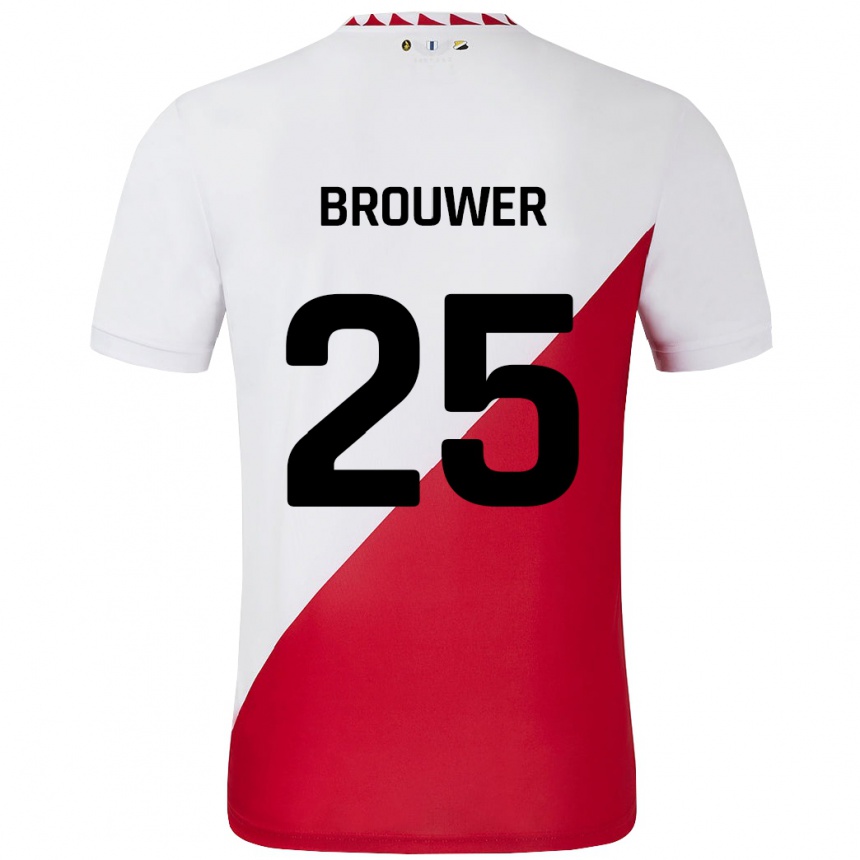 Niño Fútbol Camiseta Michael Brouwer #25 Blanco Rojo 1ª Equipación 2024/25 México