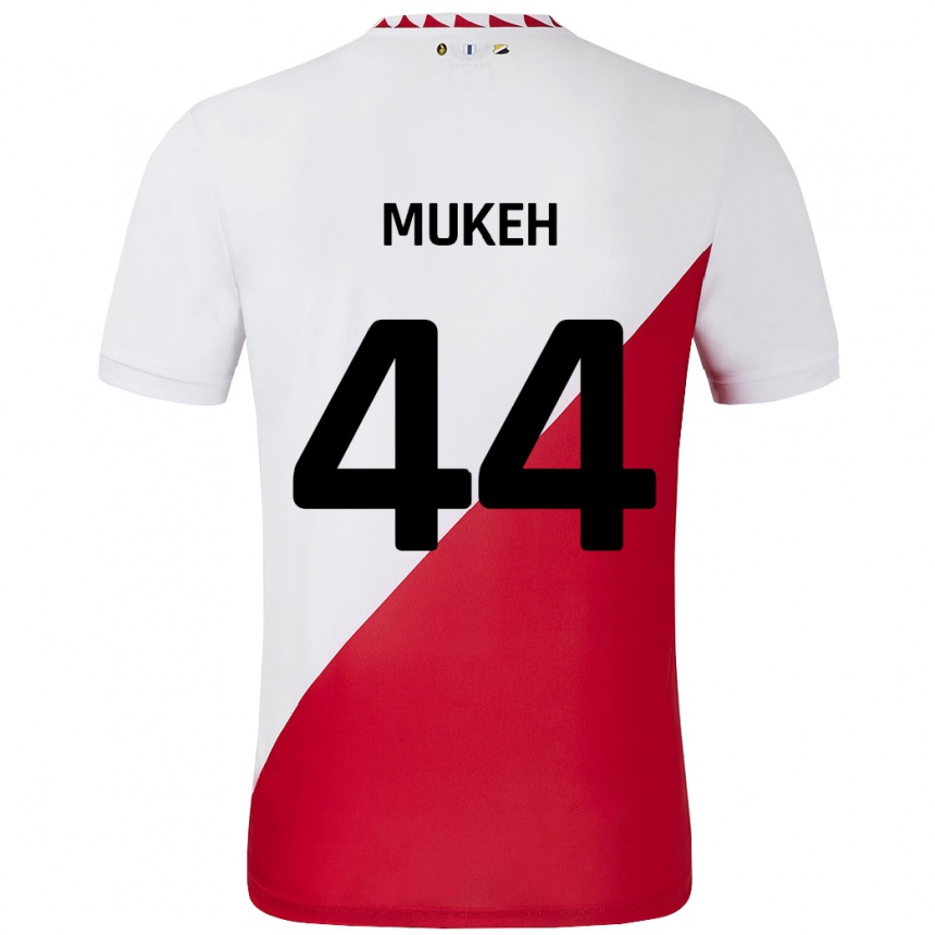 Niño Fútbol Camiseta Joshua Mukeh #44 Blanco Rojo 1ª Equipación 2024/25 México