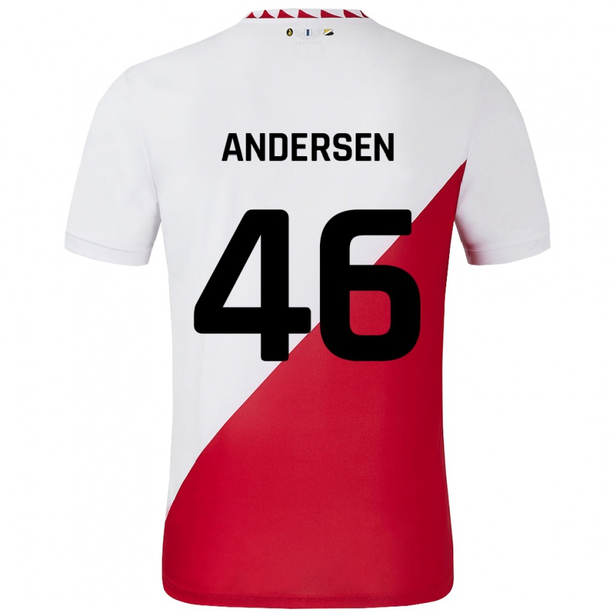 Niño Fútbol Camiseta Silas Andersen #46 Blanco Rojo 1ª Equipación 2024/25 México