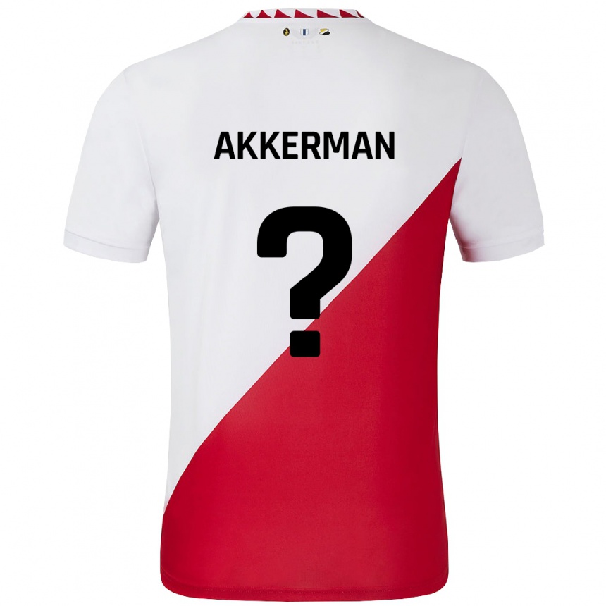 Niño Fútbol Camiseta Mees Akkerman #0 Blanco Rojo 1ª Equipación 2024/25 México