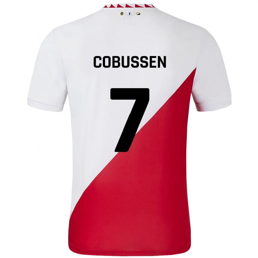 Niño Fútbol Camiseta Sophie Cobussen #7 Blanco Rojo 1ª Equipación 2024/25 México