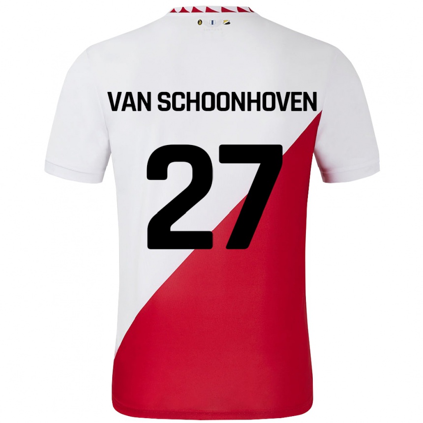 Niño Fútbol Camiseta Nurija Van Schoonhoven #27 Blanco Rojo 1ª Equipación 2024/25 México