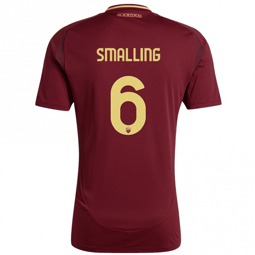 Niño Fútbol Camiseta Chris Smalling #6 Rojo Marrón Dorado 1ª Equipación 2024/25 México