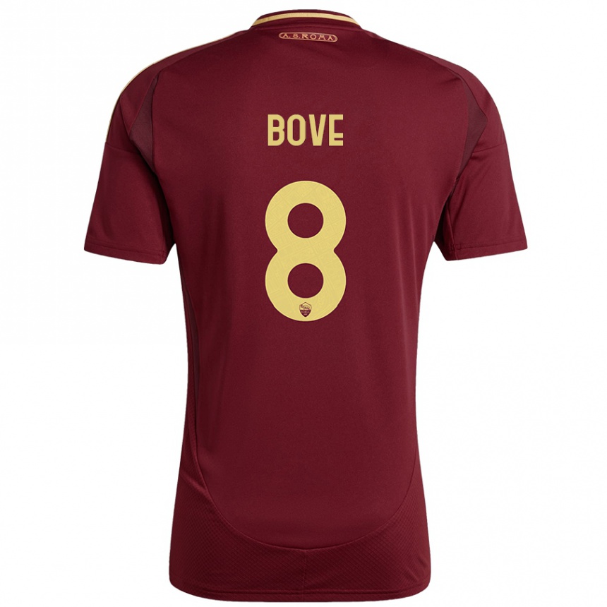 Niño Fútbol Camiseta Edoardo Bove #8 Rojo Marrón Dorado 1ª Equipación 2024/25 México