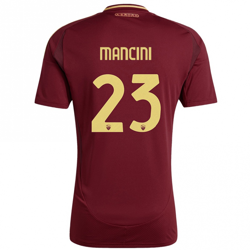 Niño Fútbol Camiseta Gianluca Mancini #23 Rojo Marrón Dorado 1ª Equipación 2024/25 México