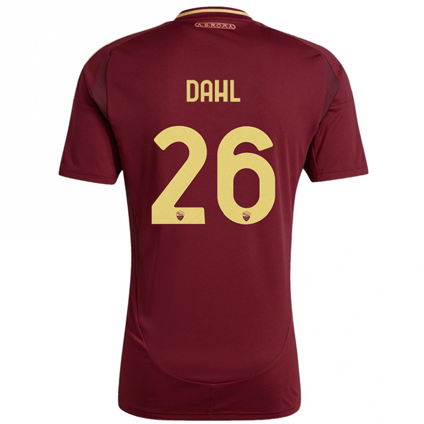 Niño Fútbol Camiseta Samuel Dahl #26 Rojo Marrón Dorado 1ª Equipación 2024/25 México