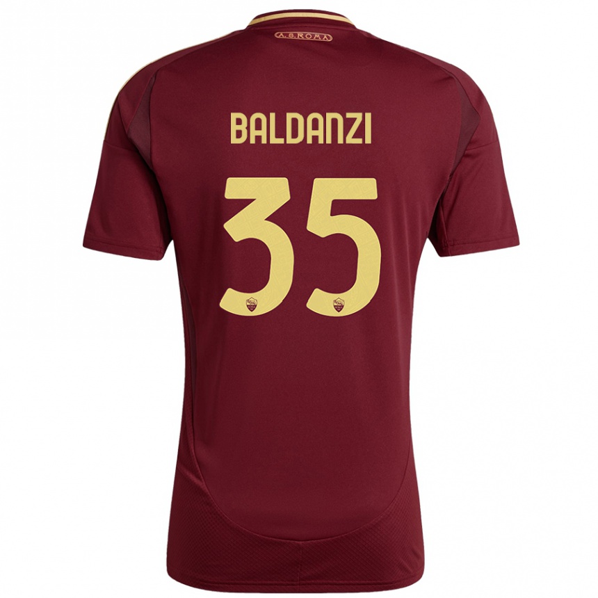 Niño Fútbol Camiseta Tommaso Baldanzi #35 Rojo Marrón Dorado 1ª Equipación 2024/25 México