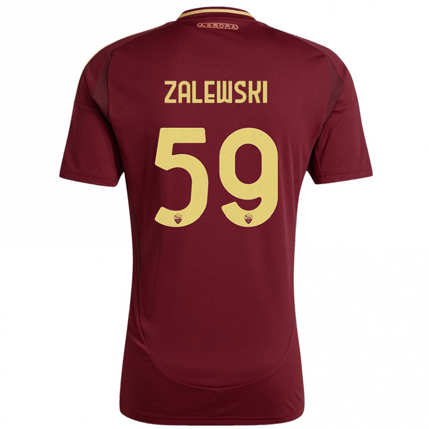 Niño Fútbol Camiseta Nicola Zalewski #59 Rojo Marrón Dorado 1ª Equipación 2024/25 México