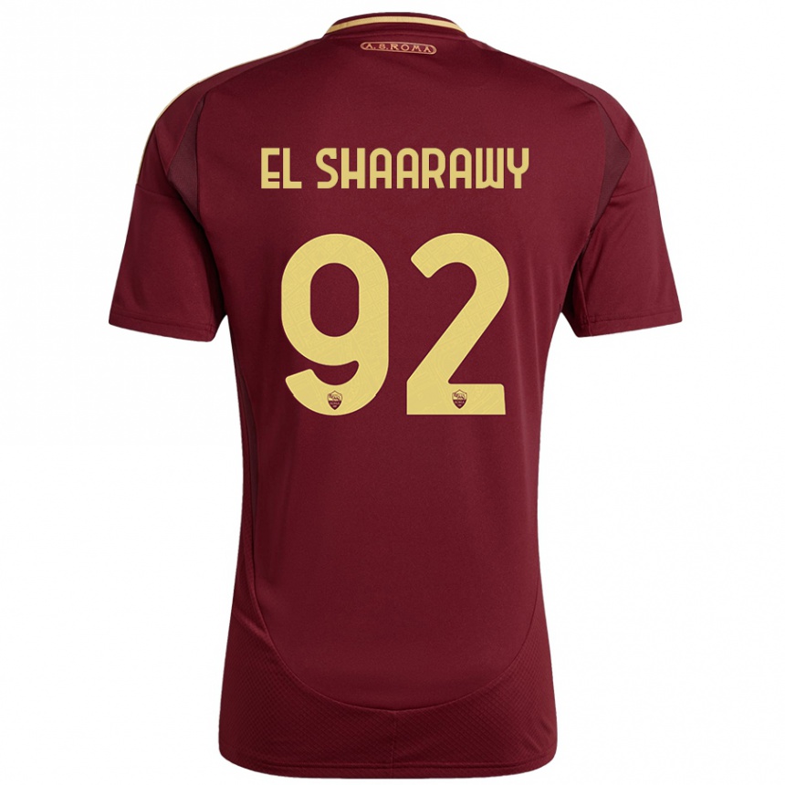 Niño Fútbol Camiseta Stephan El Shaarawy #92 Rojo Marrón Dorado 1ª Equipación 2024/25 México