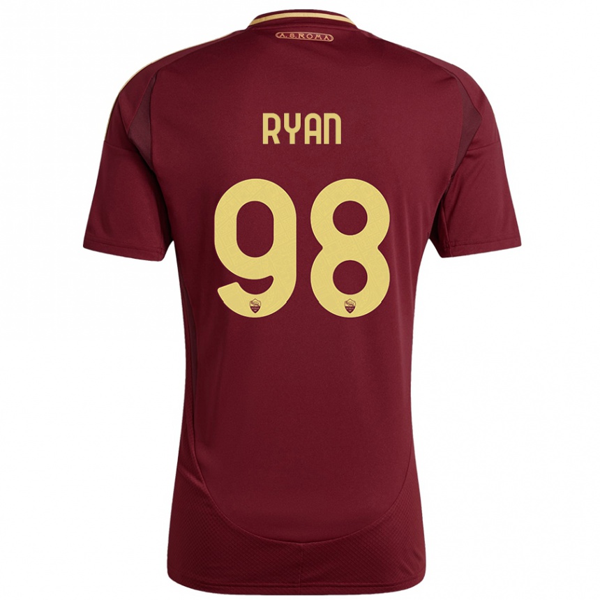 Niño Fútbol Camiseta Mathew Ryan #98 Rojo Marrón Dorado 1ª Equipación 2024/25 México