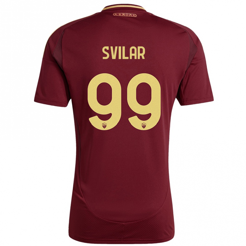 Niño Fútbol Camiseta Mile Svilar #99 Rojo Marrón Dorado 1ª Equipación 2024/25 México