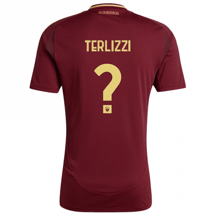 Niño Fútbol Camiseta Federico Terlizzi #0 Rojo Marrón Dorado 1ª Equipación 2024/25 México