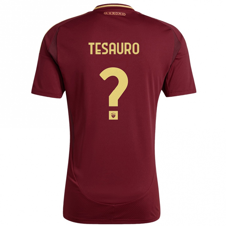 Niño Fútbol Camiseta Emanuele Tesauro #0 Rojo Marrón Dorado 1ª Equipación 2024/25 México