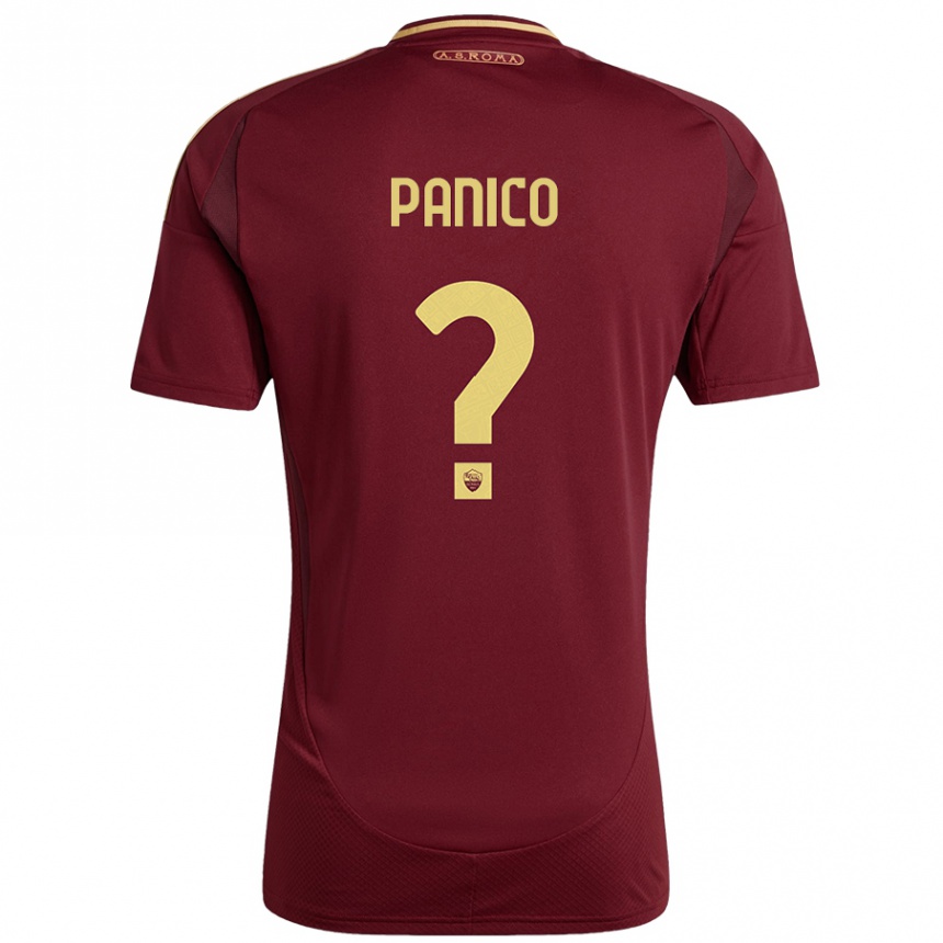 Niño Fútbol Camiseta Francesco Panico #0 Rojo Marrón Dorado 1ª Equipación 2024/25 México